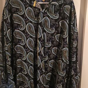 Steven Land Blue and Yellow Patterned Shirt